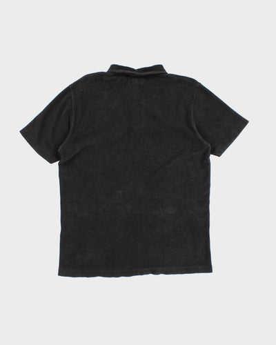 Nudie Jeans Black Towelling Quarter Zip T-Shirt - L