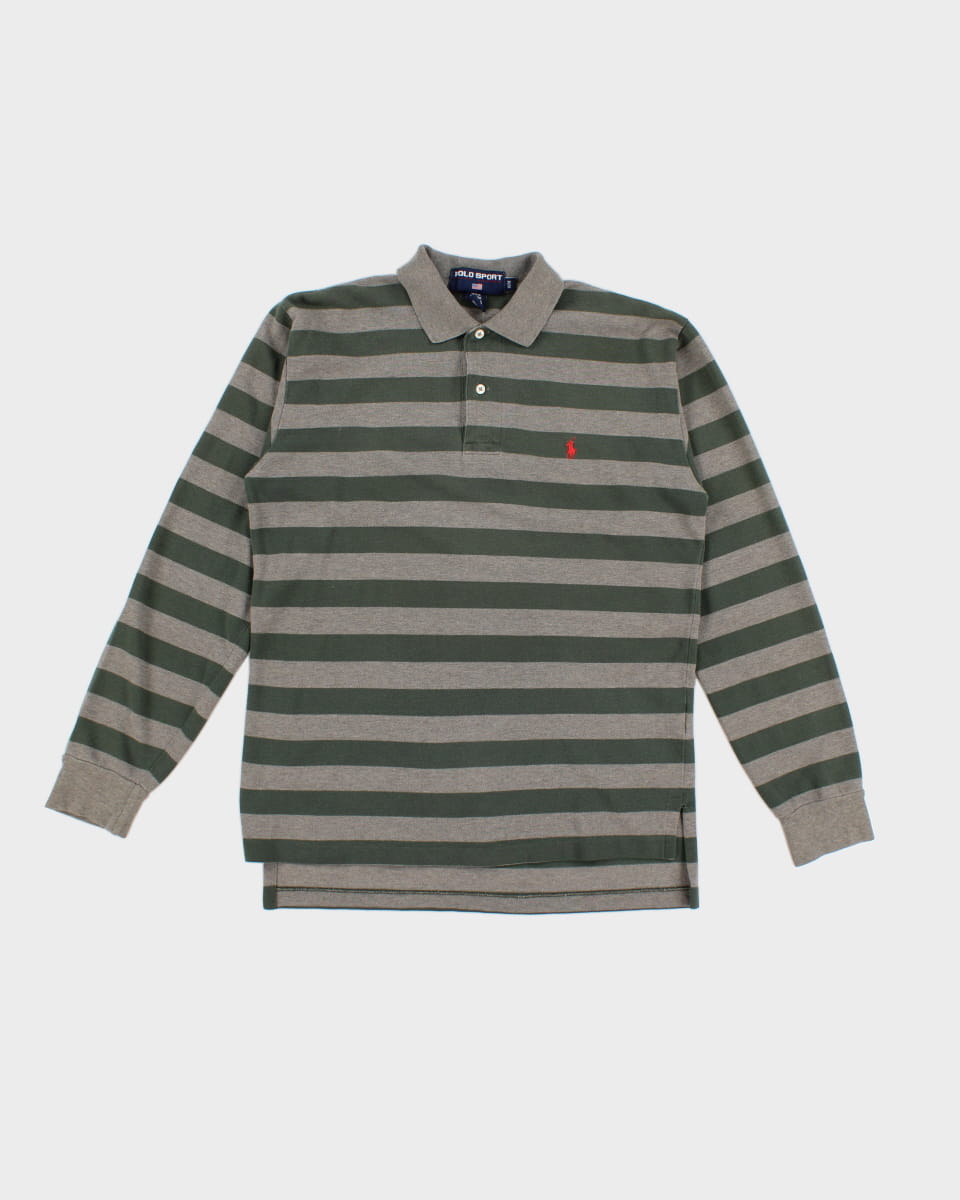 Vintage 90s Polo Sport Ralph Lauren Striped Long Sleeve Polo - M