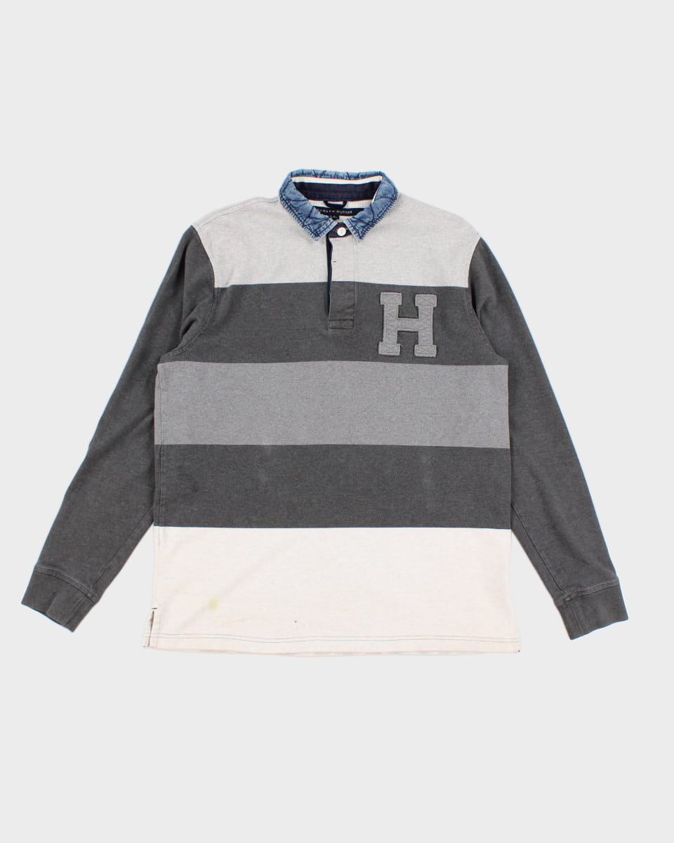 00s Tommy Hilfiger Varsity Style Long Sleeve Polo - M