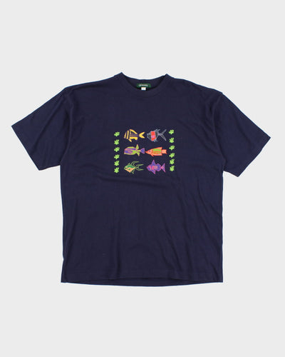 Vintage Giordano Fish Embroidered T-Shirt - L
