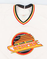 Mens White Canucks Flying Skate Sport Jersey - L