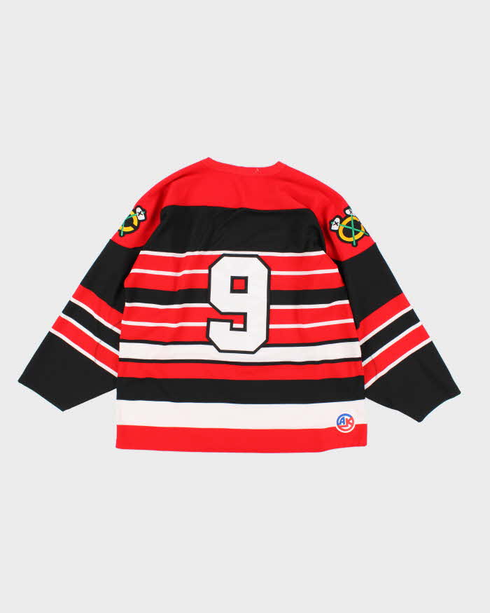 Mens Black And Red Striped Chicago Black Hawkes Sports Jersey - XL