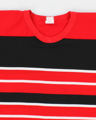 Mens Black And Red Striped Chicago Black Hawkes Sports Jersey - XL