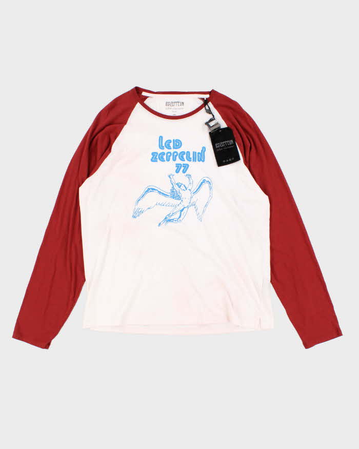 White and Burgundy Raglan Led Zeppelin by John Varvatos T-Shirt - XXL ...