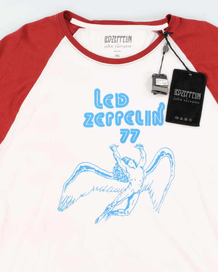 White and Burgundy Raglan Led Zeppelin by John Varvatos T-Shirt - XXL