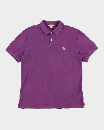 Mens Purple Burberry Brit Polo Shirt - L
