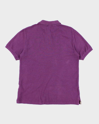 Mens Purple Burberry Brit Polo Shirt - L