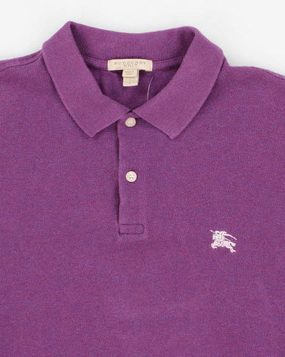 Mens Purple Burberry Brit Polo Shirt - L