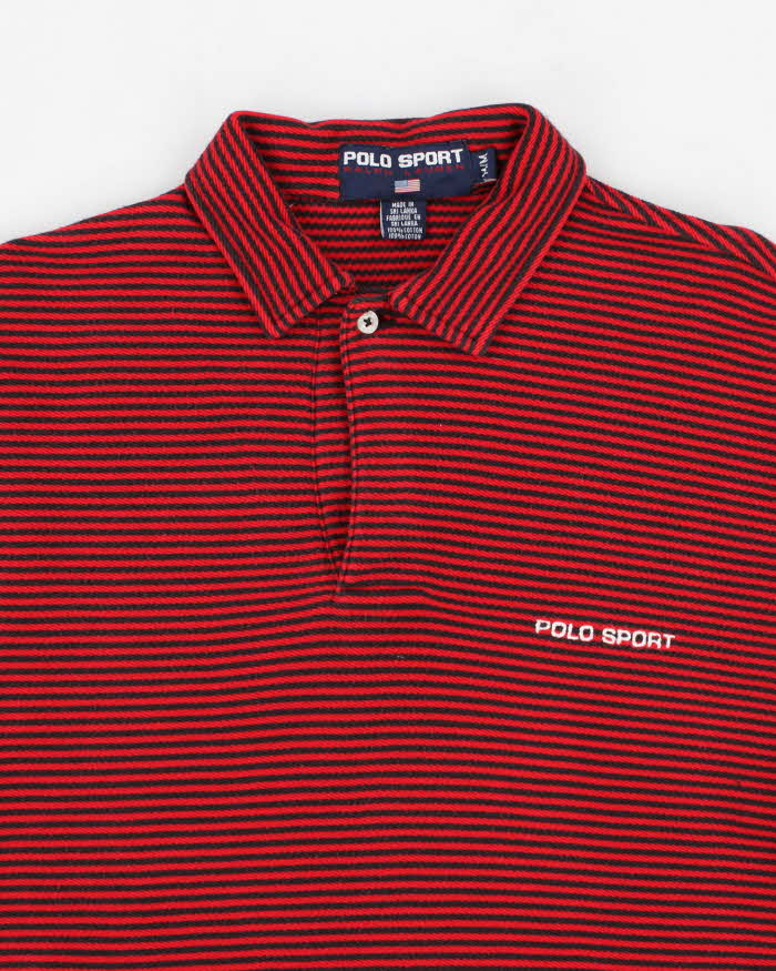 Mens Red Ralph Lauren Polo Sport Stripped Long Sleeve  Polo Shirt - M