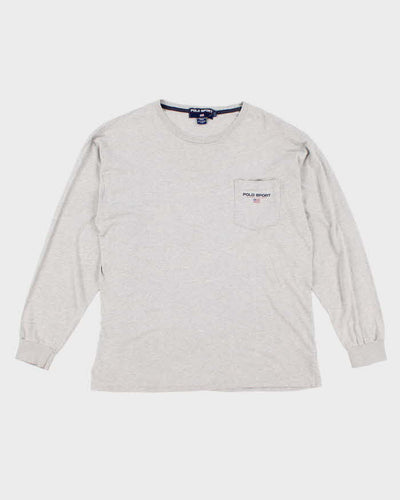 Mens Light Grey Ralph Lauren Long Sleeve T-Shirt - M