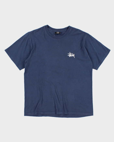 Mens Blue Classic Stussy Logo T shirt - M