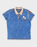 00s Tough Jeansmith Textured Distressed Style Polo T-Shirt - L