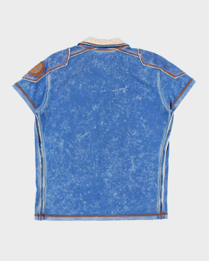 00s Tough Jeansmith Textured Distressed Style Polo T-Shirt - L