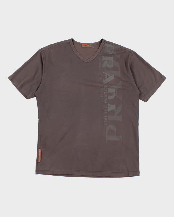 90s Vintage Men's Prada Sport Brown Logo T shirt - XL