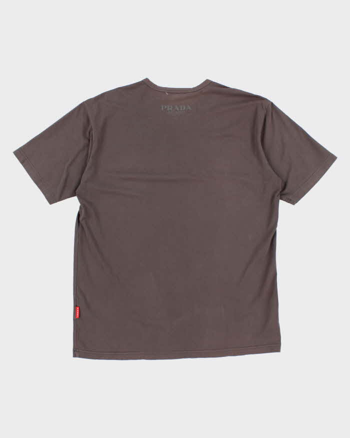 90s Vintage Men's Prada Sport Brown Logo T shirt - XL