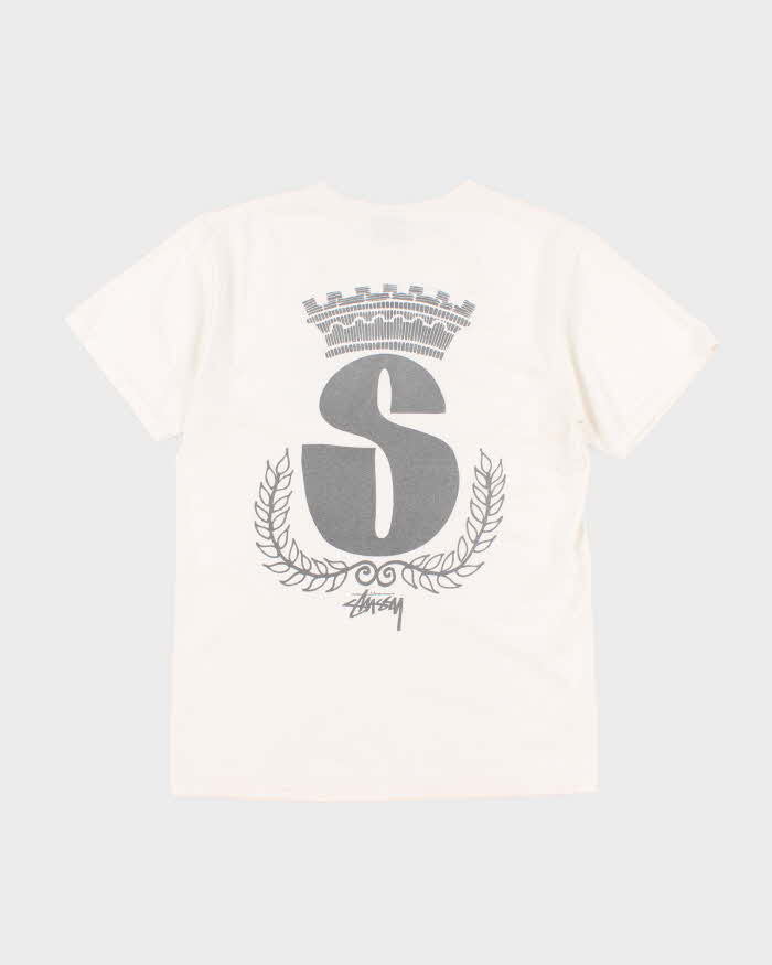 Men's White Stussy Graphic Print T shirt - S