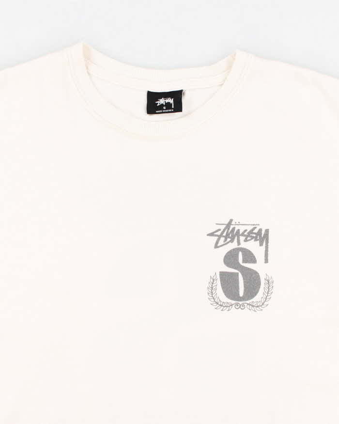 Men's White Stussy Graphic Print T shirt - S