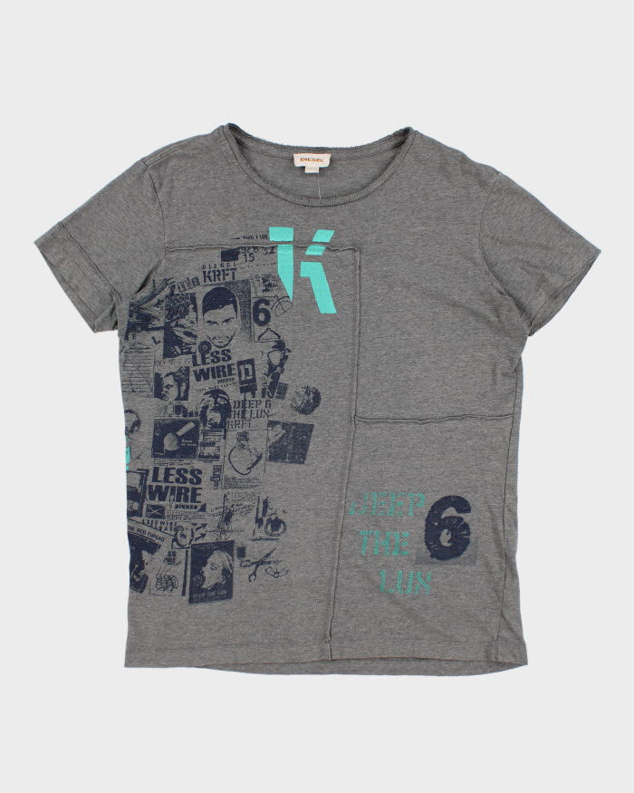Y2K 00s Diesel Grey Graphic T-Shirt - XL