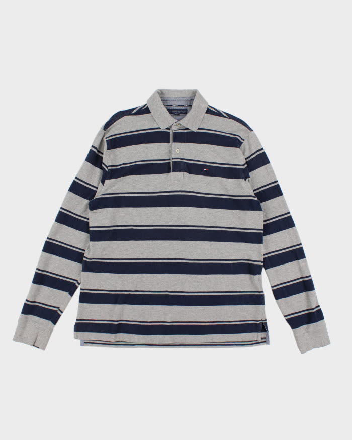 Y2K 00s Tommy Hilfiger Striped Long Sleeved Polo - L