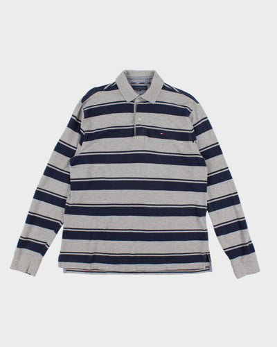 Y2K 00s Tommy Hilfiger Striped Long Sleeved Polo - L