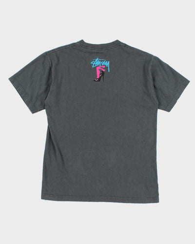 00s Stussy Grey Graphic Hollywood T-Shirt - M