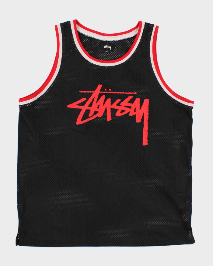 Men's Black Stussy Basketball Jersey - L