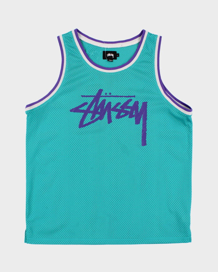 Men's Blue Stussy Basketball Jersey - L