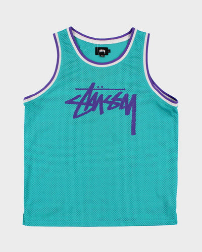 Men's Blue Stussy Basketball Jersey - L