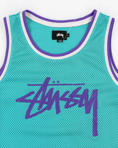 Men's Blue Stussy Basketball Jersey - L