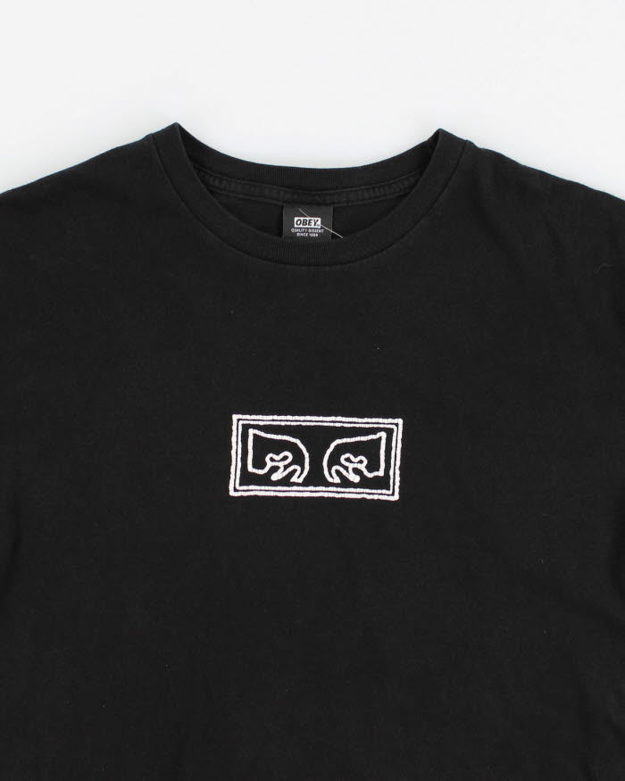 Y2k Obey Black T-Shirt - M