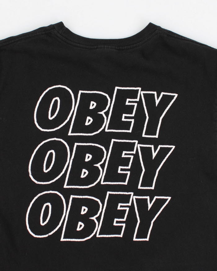 Y2k Obey Black T-Shirt - M