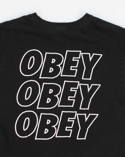 Y2k Obey Black T-Shirt - M