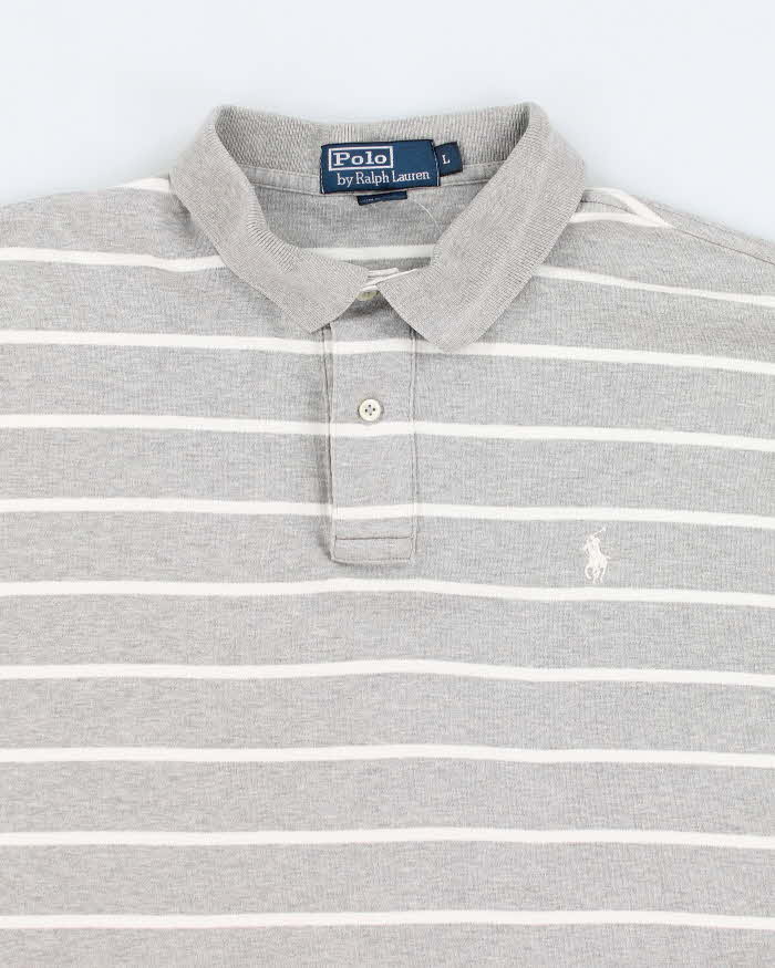 Ralph Lauren Grey Stripe Polo - L
