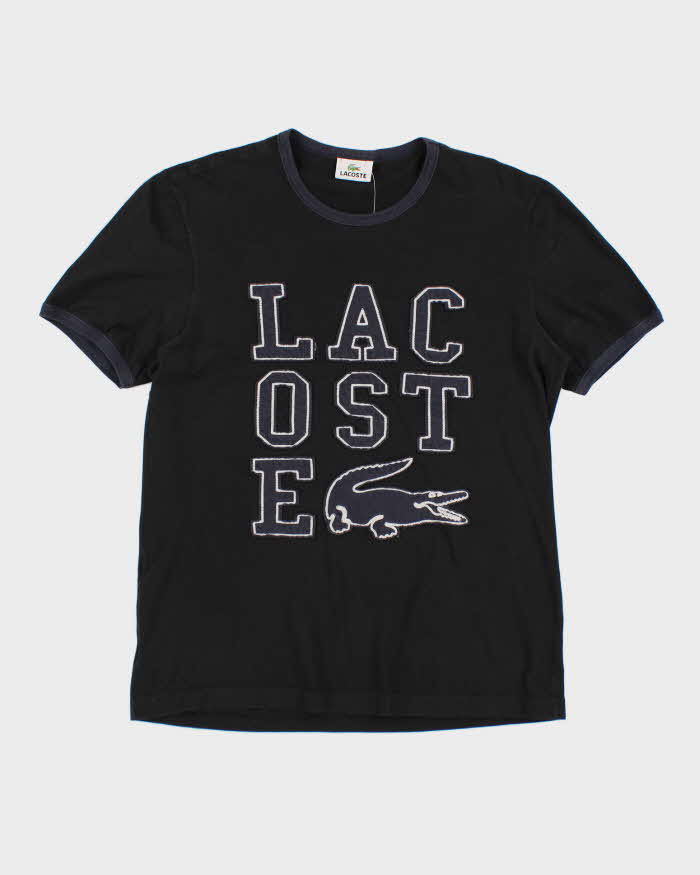 Vintage Lacoste Spell Out Navy T-Shirt - S