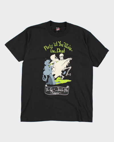 Vintage 90s Single Stitch Black Graphic T-shirt - L