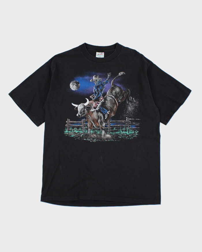 Vintage 90s Single Stitch Cowboy Bull Graphic T-shirt - XL