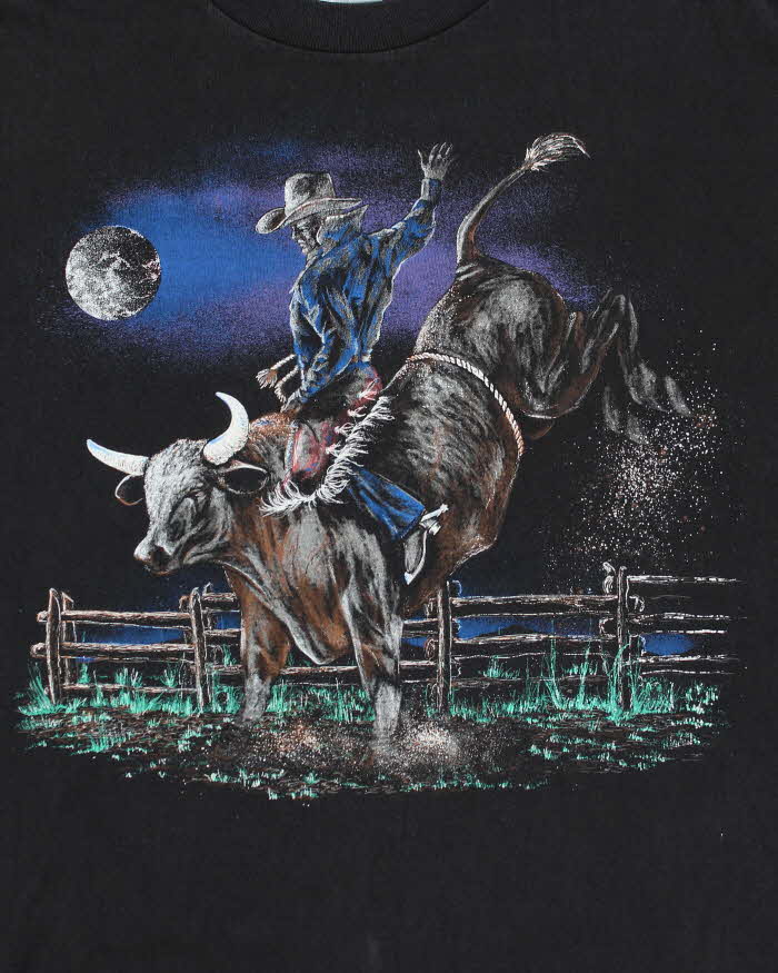 Vintage 90s Single Stitch Cowboy Bull Graphic T-shirt - XL