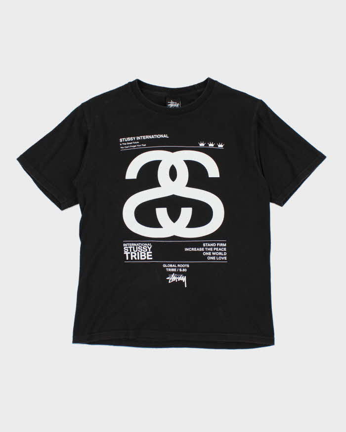 Y2k 00s Stussy Black Logo T-shirt - S