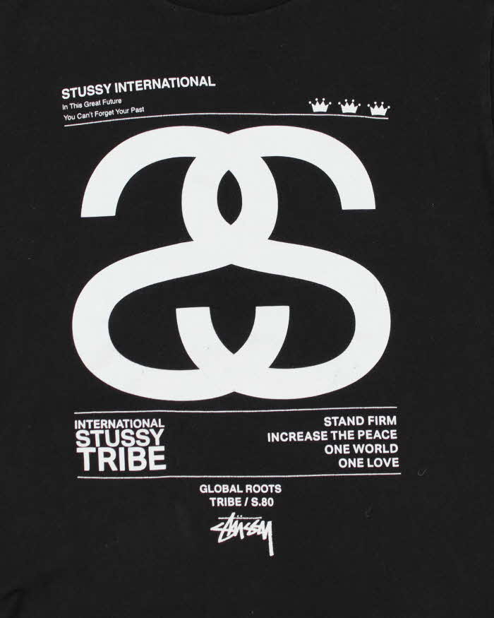 Y2k 00s Stussy Black Logo T-shirt - S