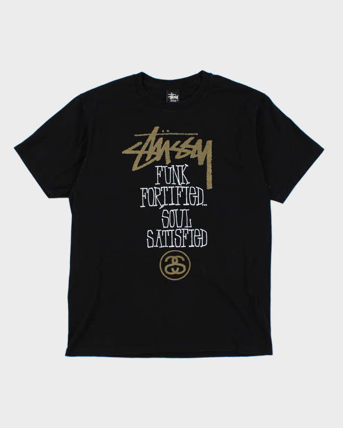 Y2k 00s Stussy Black Logo T-shirt - M