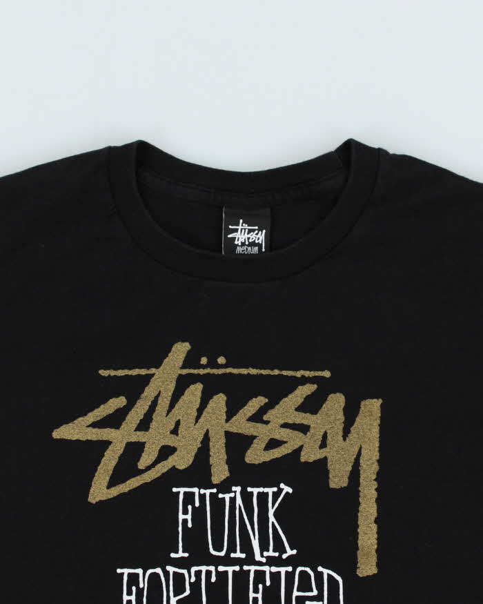 Y2k 00s Stussy Black Logo T-shirt - M