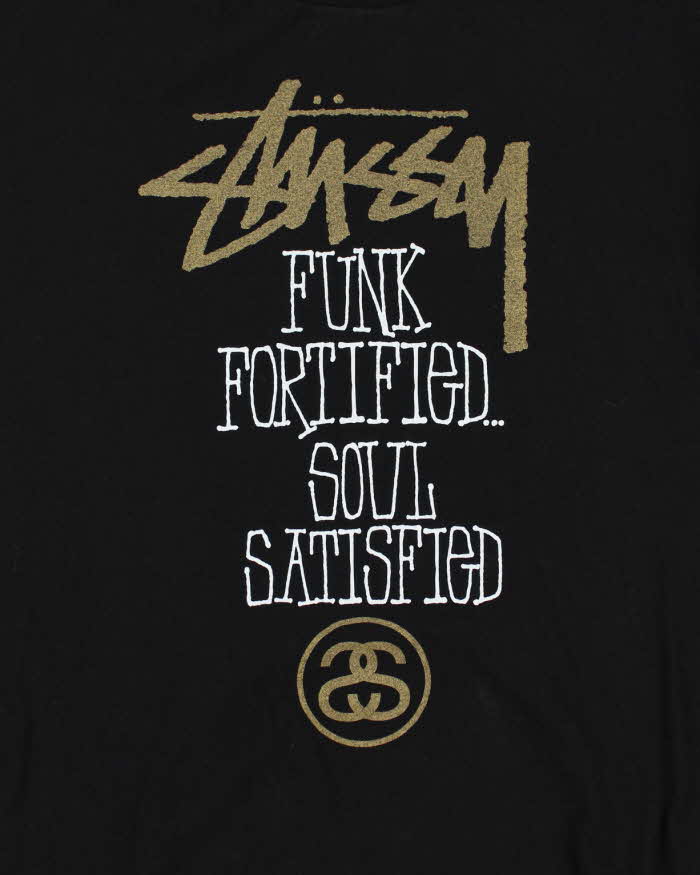 Y2k 00s Stussy Black Logo T-shirt - M