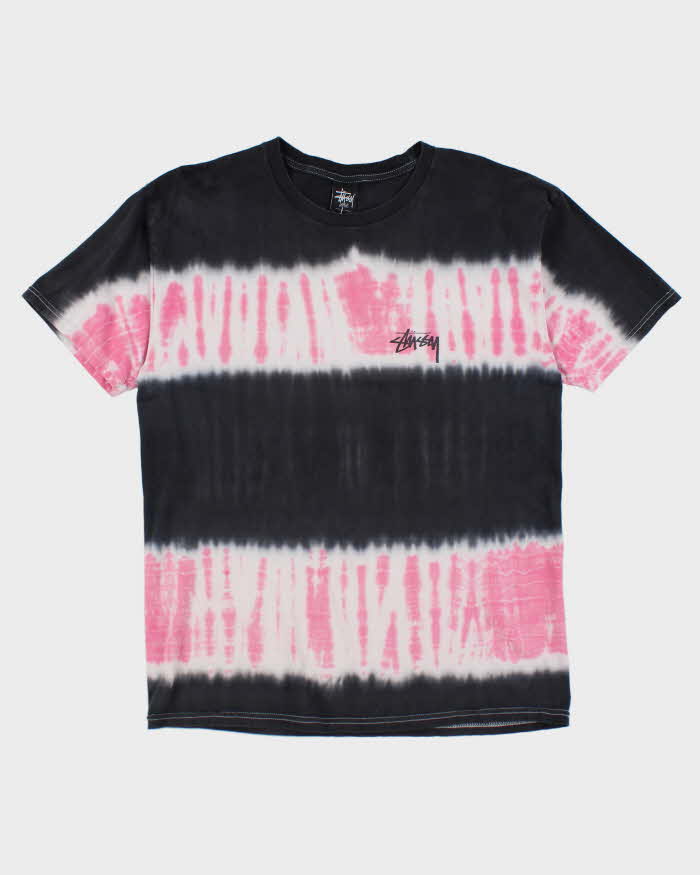 Stussy Black &amp; Pink Tie Dye T-shirt - L