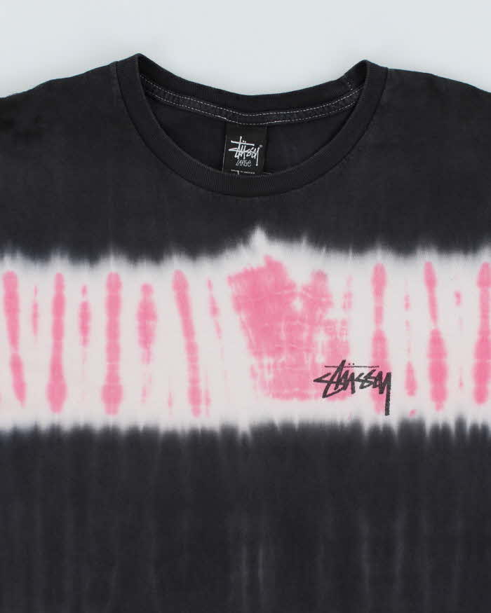 Stussy Black &amp; Pink Tie Dye T-shirt - L
