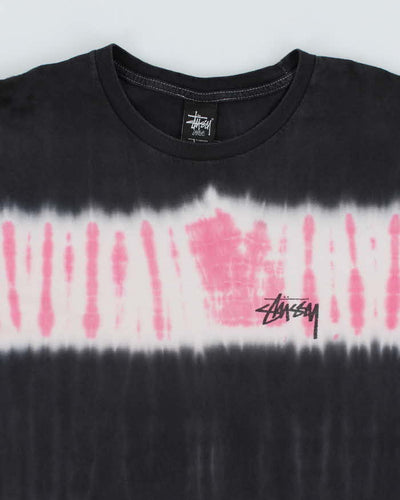 Stussy Black & Pink Tie Dye T-shirt - L