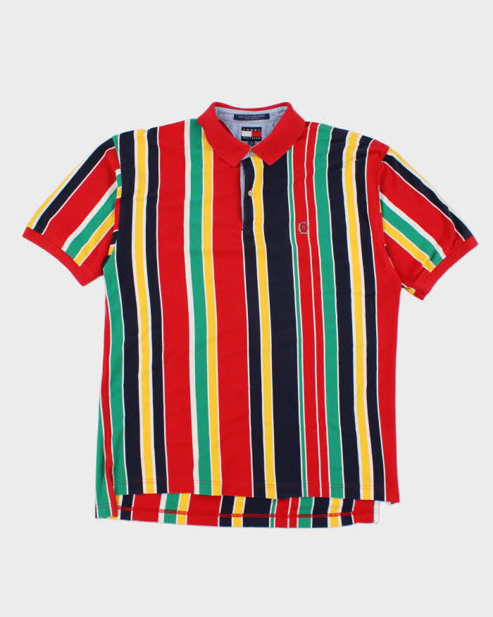 Vintage 90s Tommy Hilfiger Stripe Polo Shirt - L