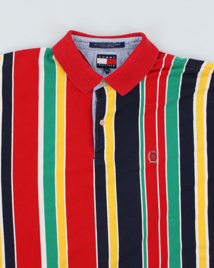 Vintage 90s Tommy Hilfiger Stripe Polo Shirt - L