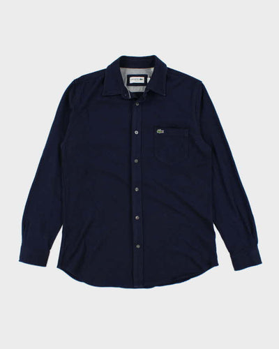 Lacoste Button Up Long Sleeve Navy Polo Shirt - M
