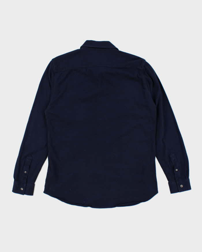 Lacoste Button Up Long Sleeve Navy Polo Shirt - M
