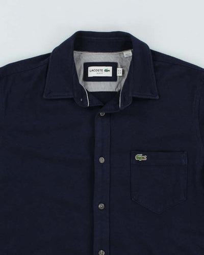Lacoste Button Up Long Sleeve Navy Polo Shirt - M